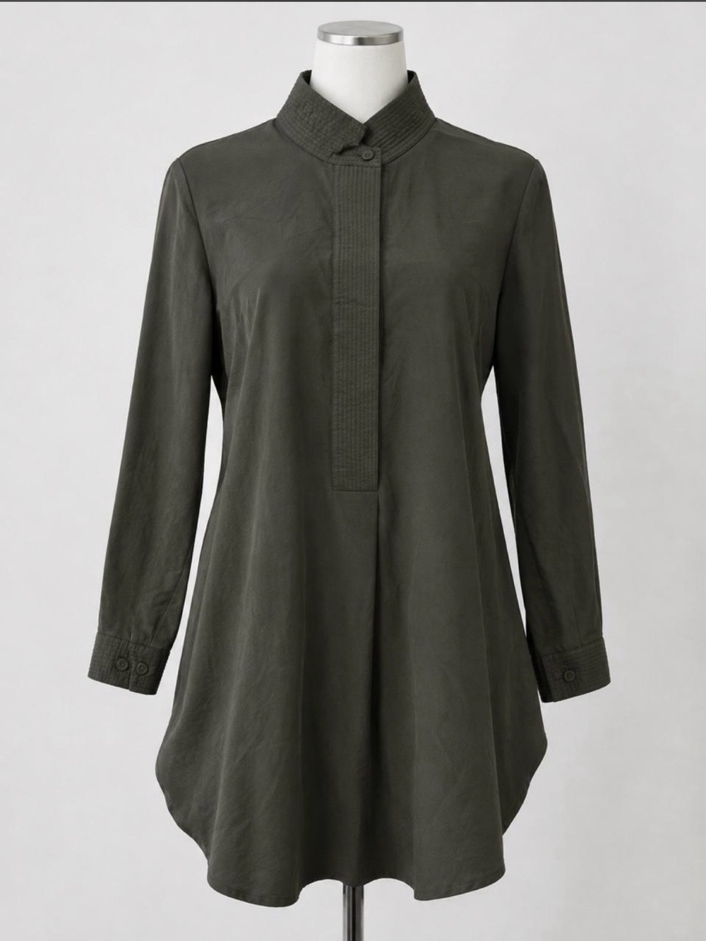 Annette Gortz Women's Olive Long-Sleeve Stand-Collar Tunic